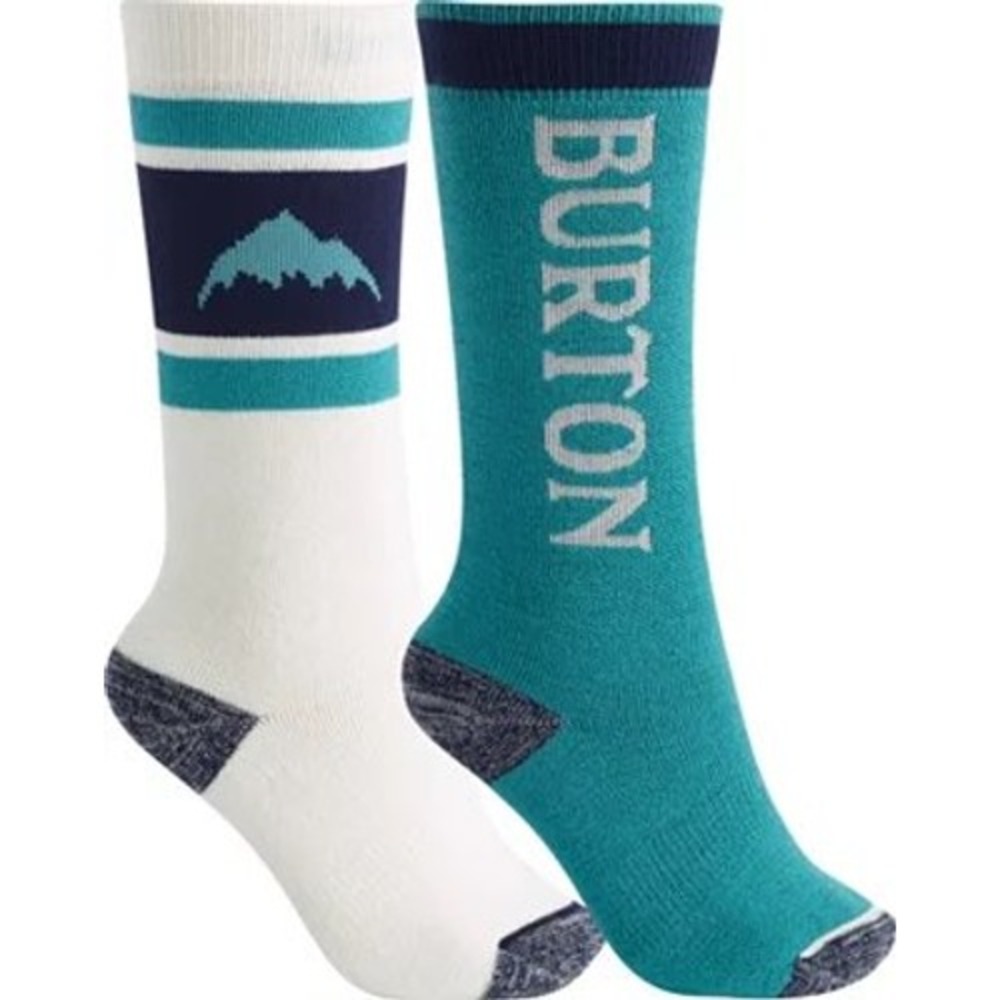 Burton Youth Weekend Midweight Socks 2-Pack Stout White Navy Teal S/M Kids NWT